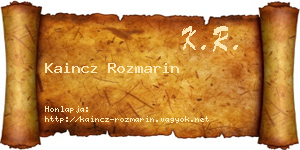 Kaincz Rozmarin névjegykártya